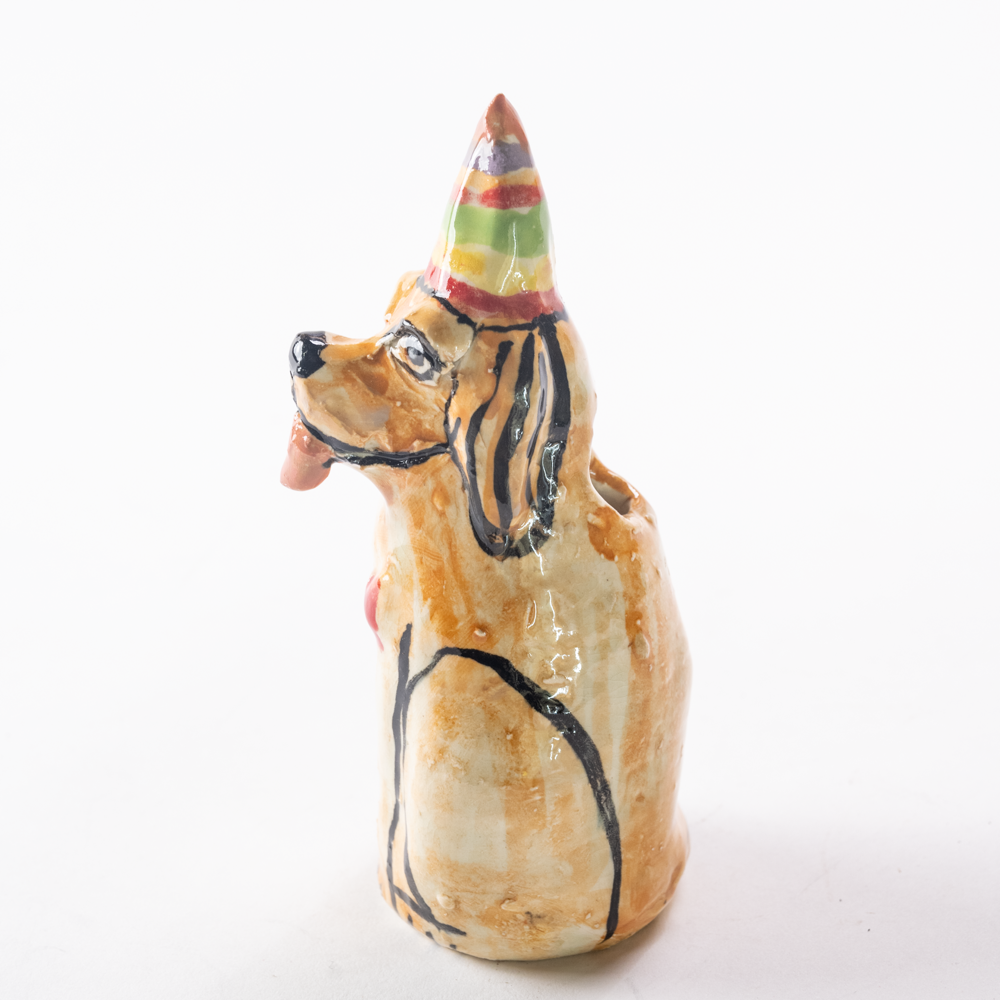 Party hat dog flower vase